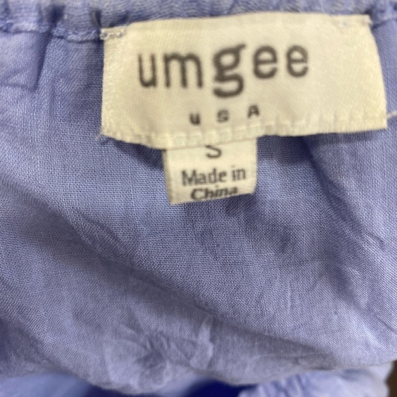 Umgee Blue Floral Embroidered Boho Peasant Mini Dress Size Small Babydoll Dress - Picture 8 of 9